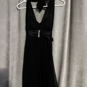 Speechless Black Backless Dress with Embellished Waist